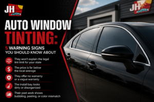 Auto window tinting warning signs with JH Autos tinted car